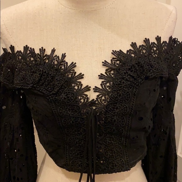 Blue Blush off the shoulder long sleeve top - Picture 2 of 6